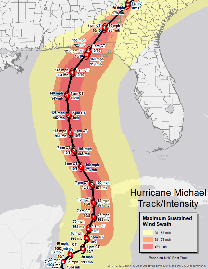 Florida Map Of Hurricane Michael - Cristy Claudetta