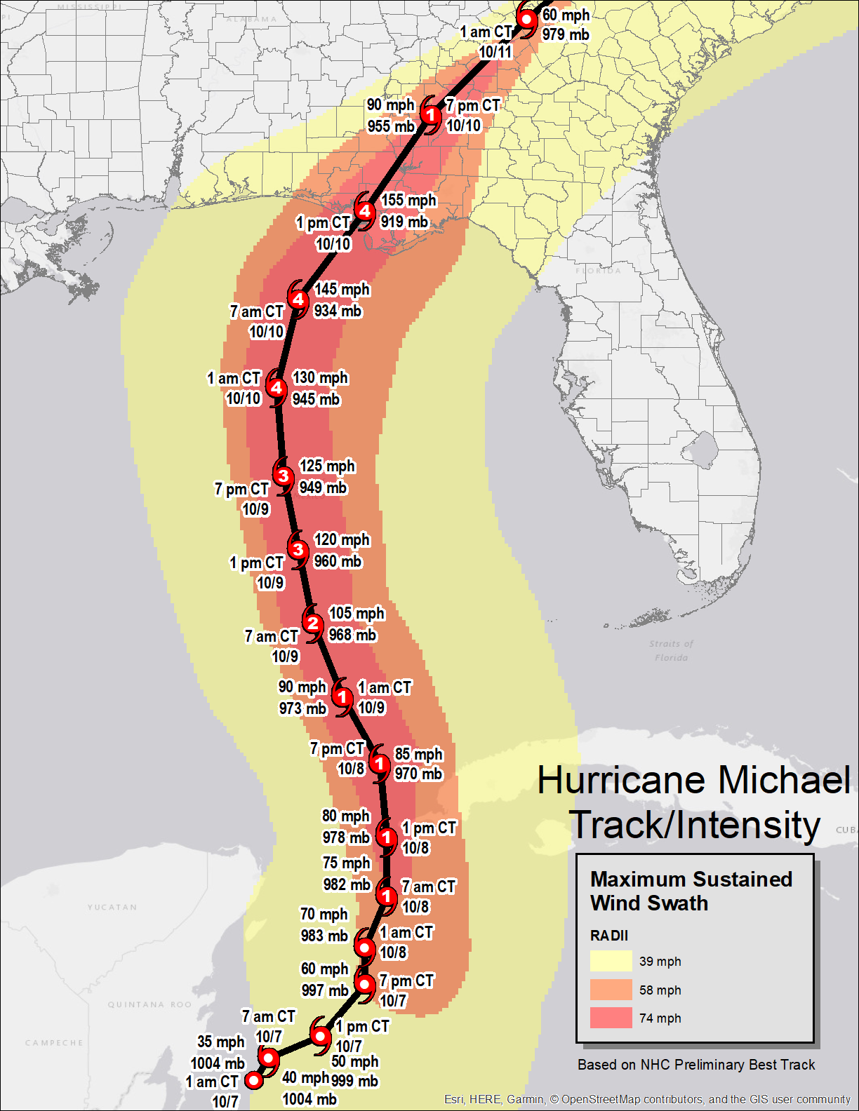 Hurricane Michael Landfall Map