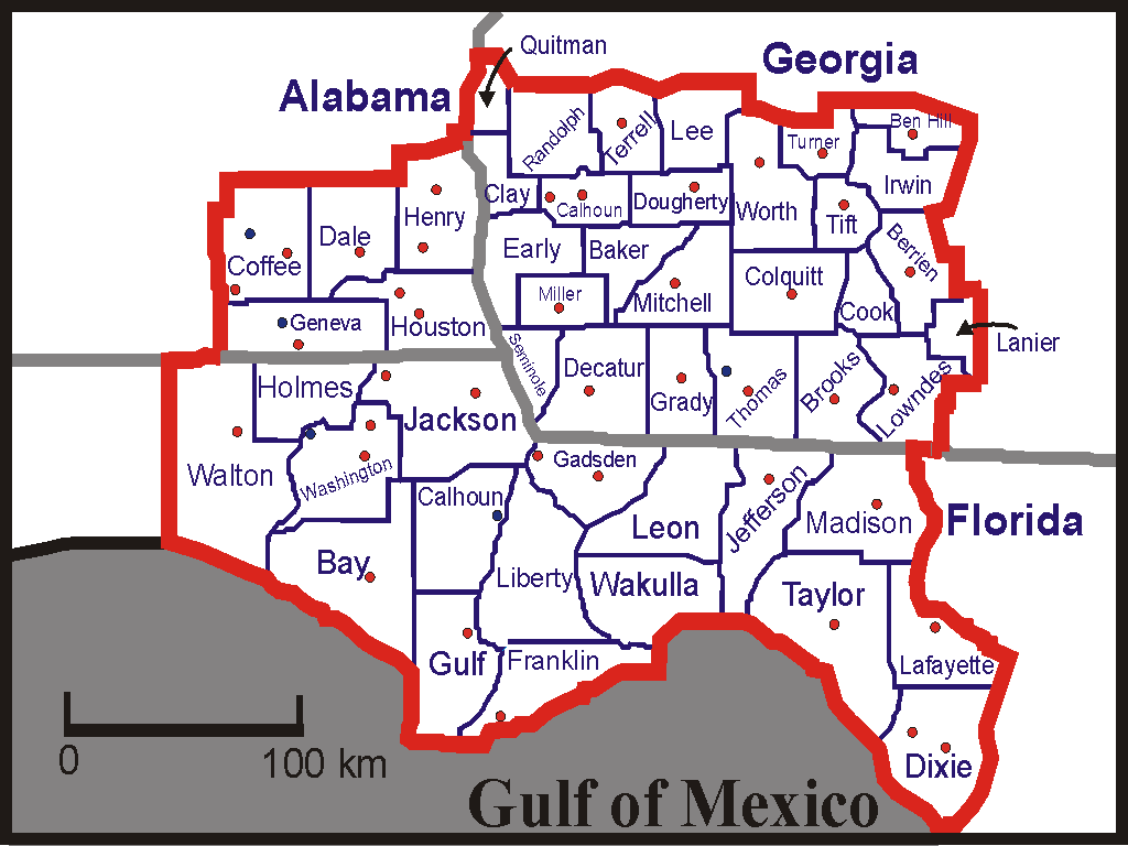 A map showing cooperative observer sites within our county warning area.