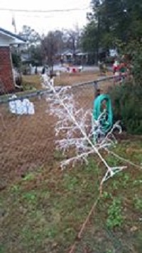 Christmas decorations toppled by gusty winds in Tallahassee, FL on Christmas Eve, 2014. Photo submitted via Facebook by Brian Henk.
