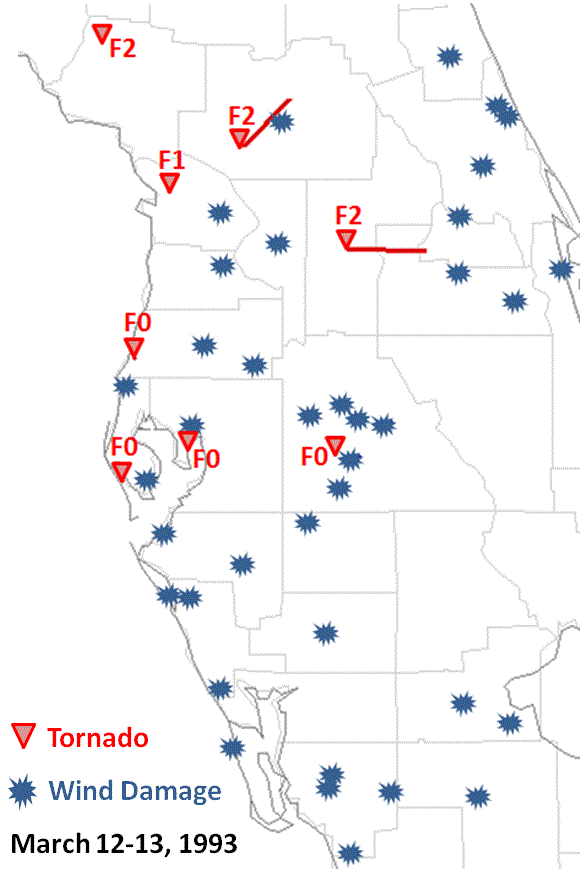 1993 Storm of the Century Damage Map