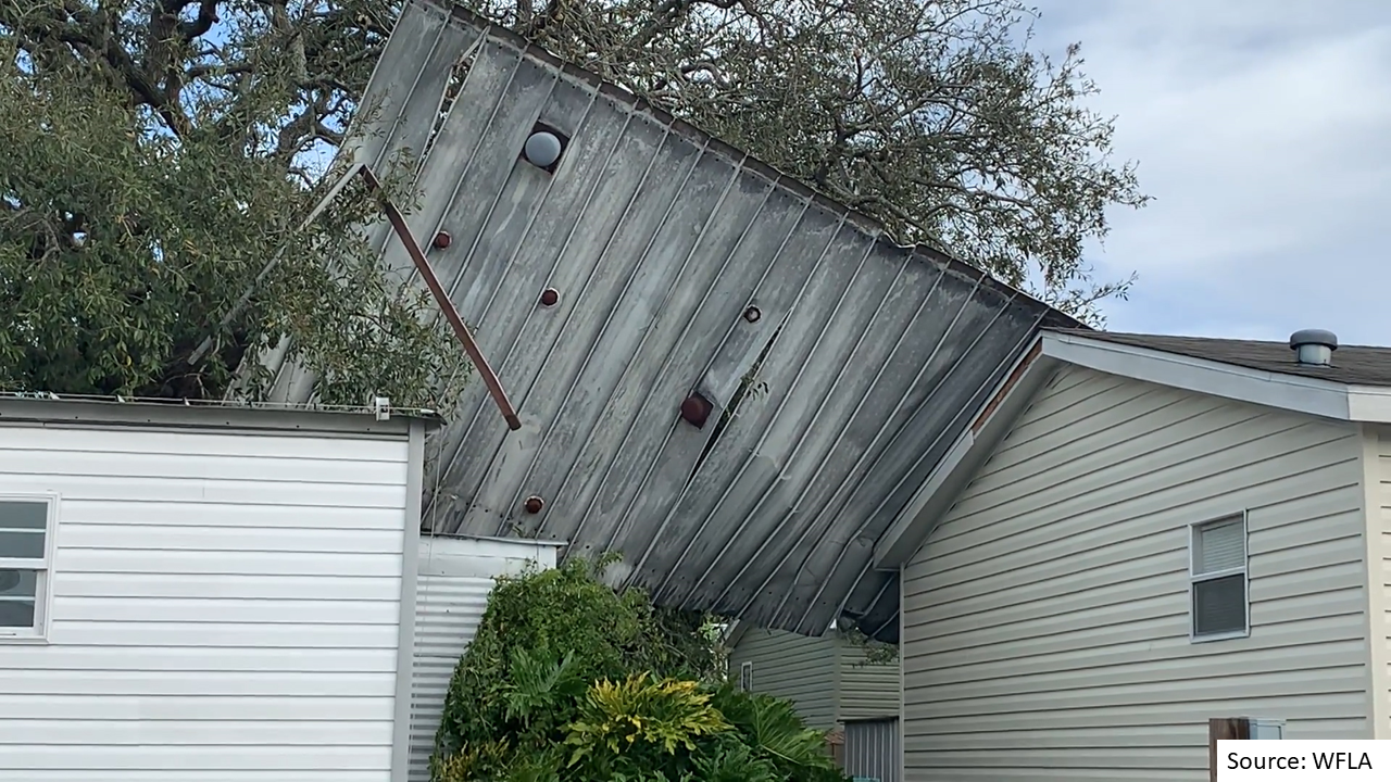 Roof Damage to home in Temple Terrace, Hillsborough County