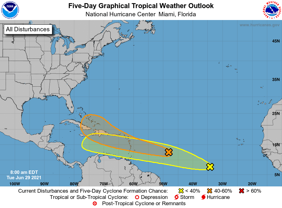 NHC 5-Day Tropical Weather Outlook from June 29, 2021
