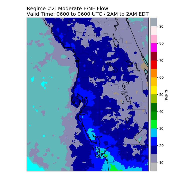 Regime 2: NE/E Wind at 4 to 10 knots, 24-hour graphic