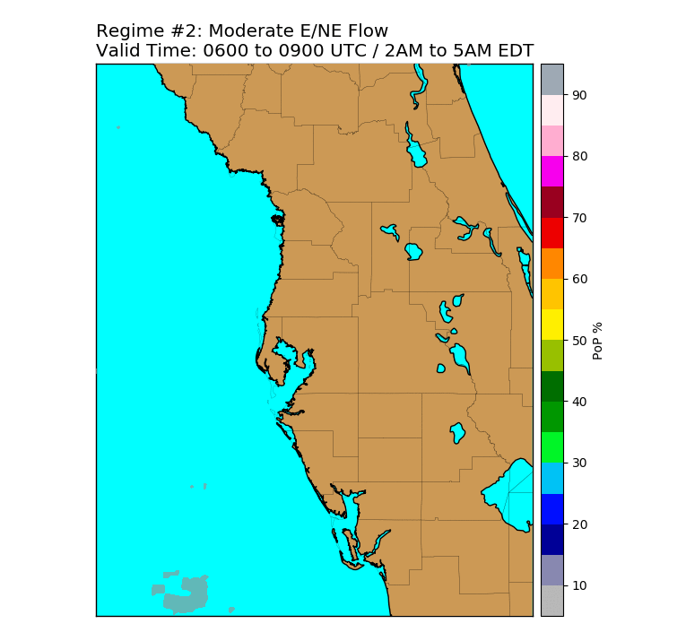 Regime 2: NE/E Wind at 4 to 10 knots, 3-hour Late Night graphic