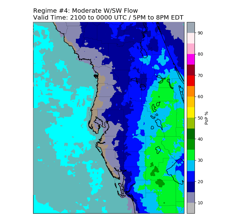 Regime 4: SW/W Wind 4 to 10 knots, 3-hour Early Eve graphic