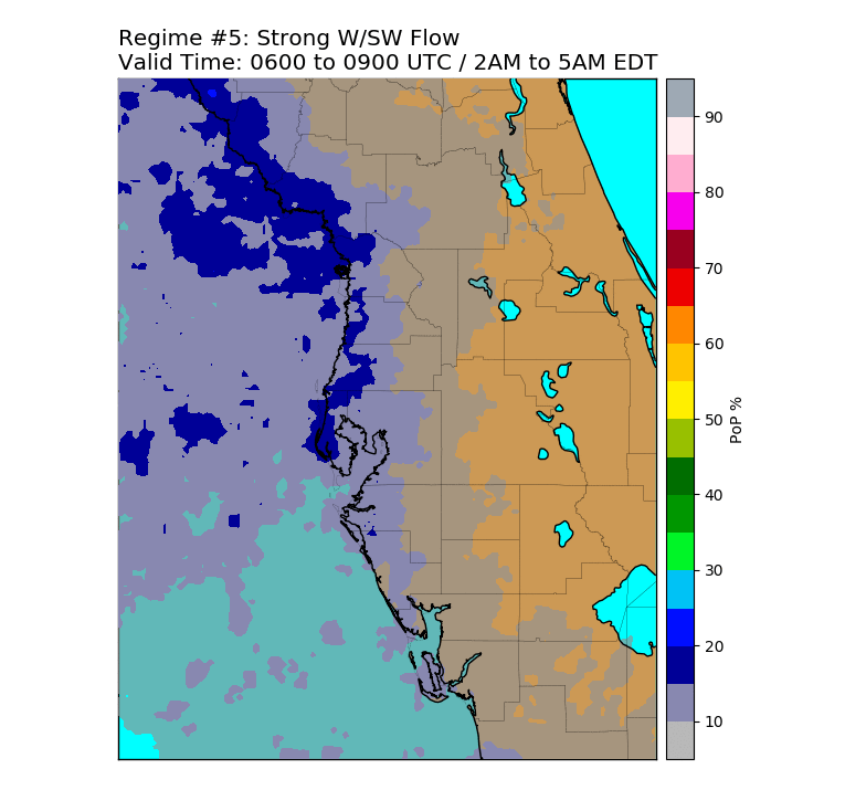 Regime 5: SW/W Wind > 10 knots, 3-hour Late Night graphic