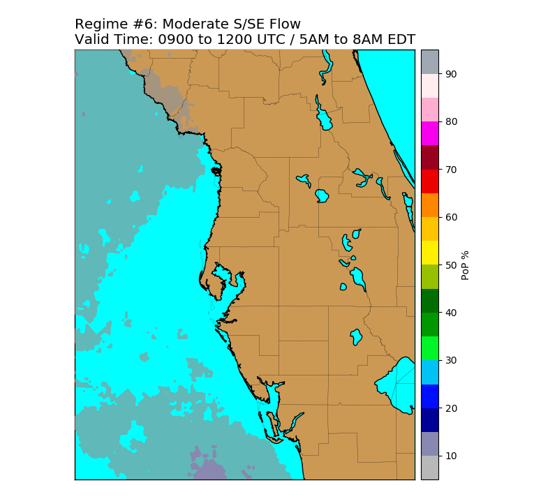 Regime 6: SE/S Wind 4 to 10 knots, 3-hour Early Morning graphic