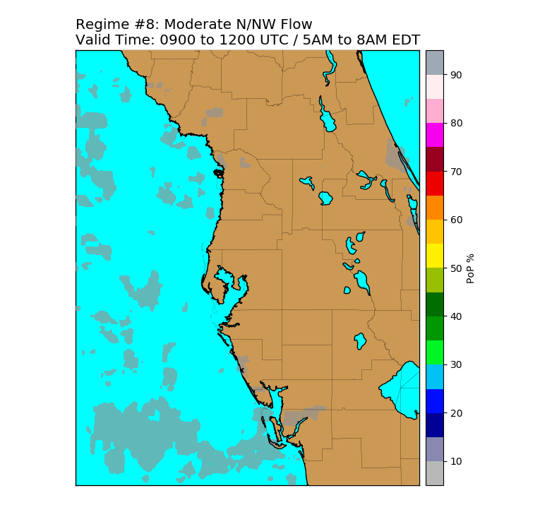 Regime 8: NW/N Wind 4 to 10 knots, 3-hour Early Morning graphic