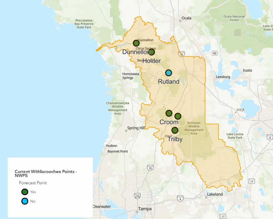 Current Withlacoochee River Basin Forecast Points