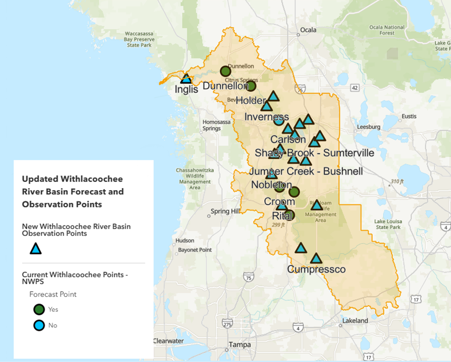 New Withlacoochee River Basin Forecast Points