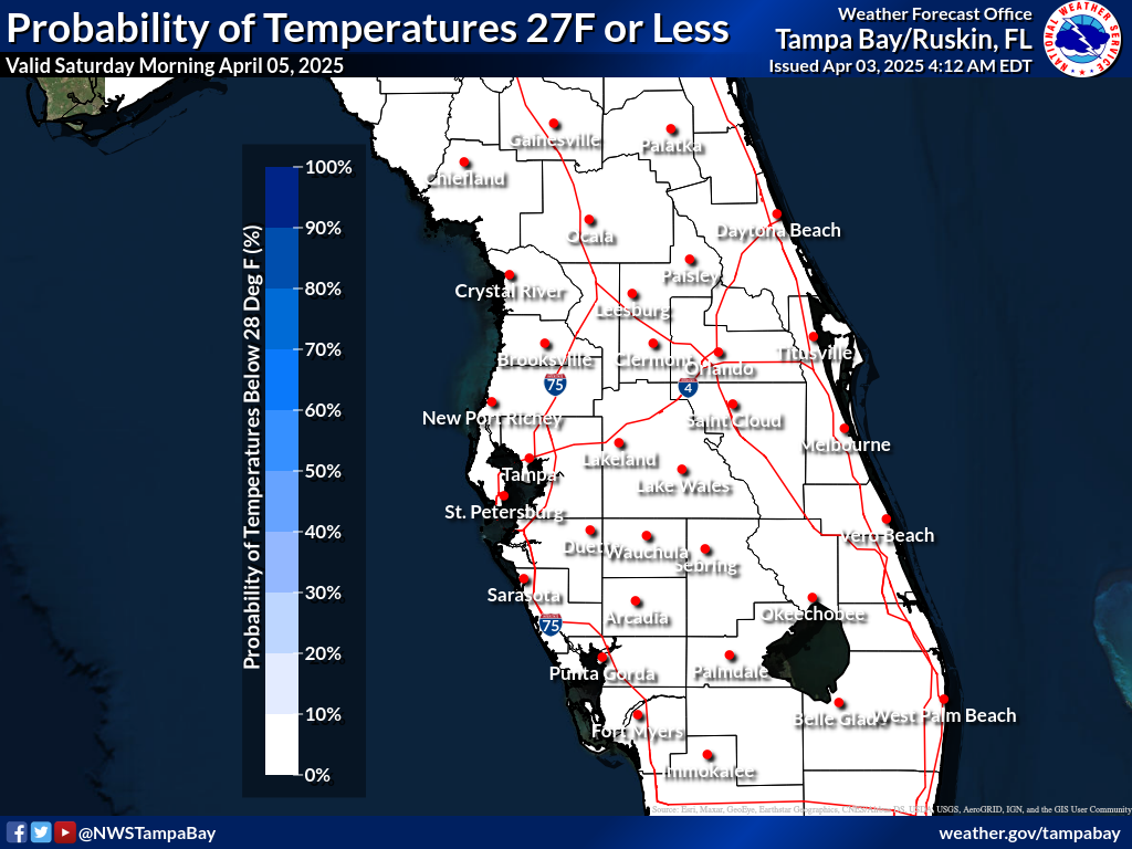 Probability of Temperature Below 28F Night 2