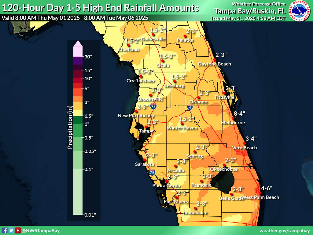 Greatest Possible Rainfall for Day 1-5