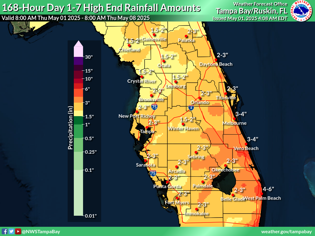 Greatest Possible Rainfall for Day 1-7