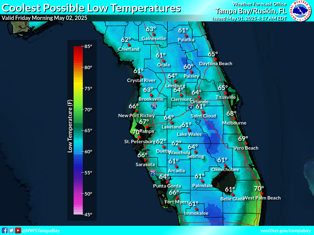 Coolest Possible Low Temperature for Night 1