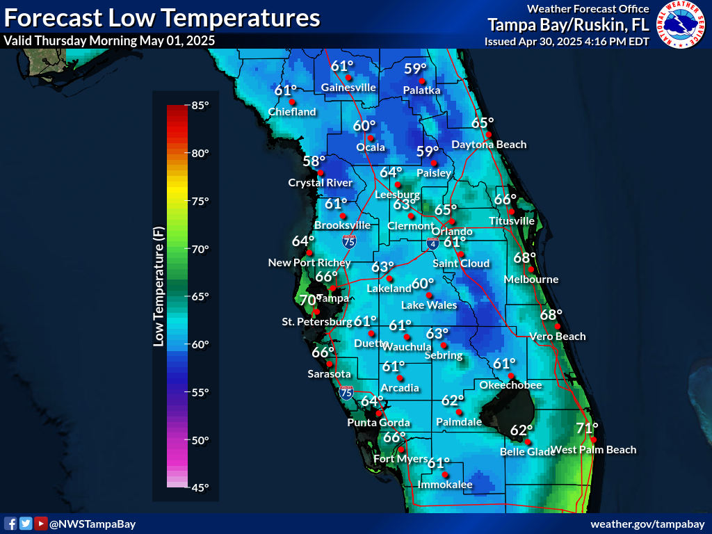 Expected Low Temperature for Night 1