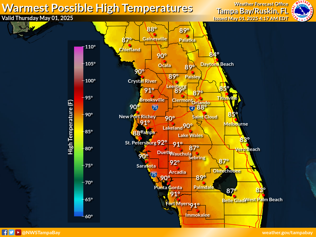 Warmest Possible High Temperature for Day 1