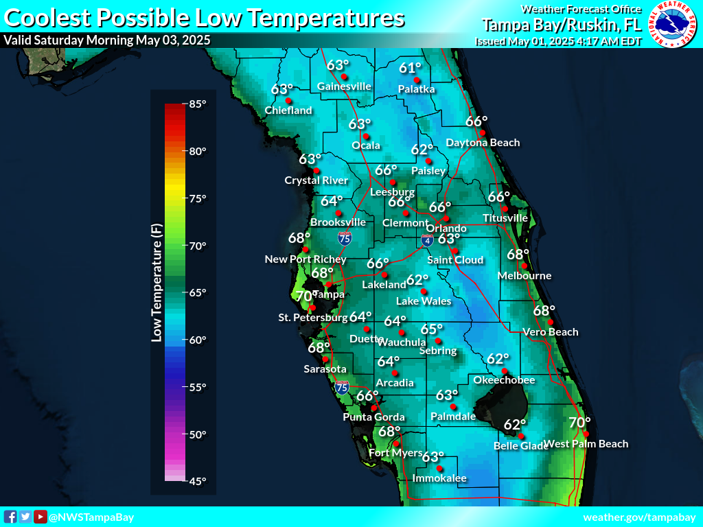 Coolest Possible Low Temperature for Night 2