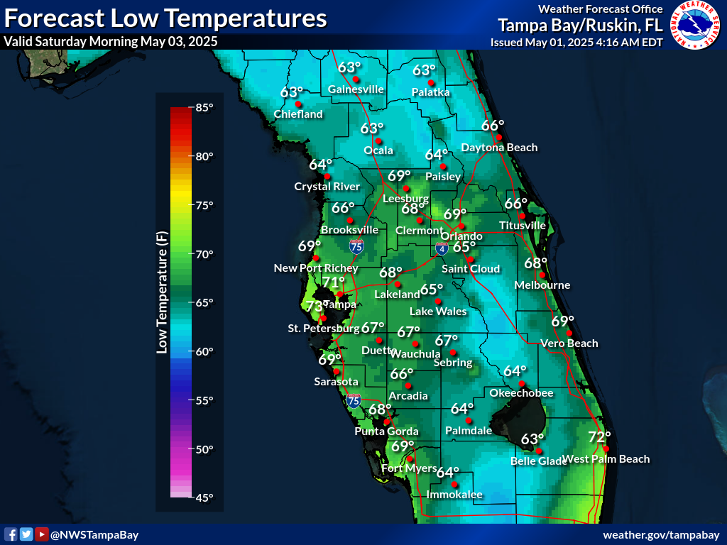 Expected Low Temperature for Night 2