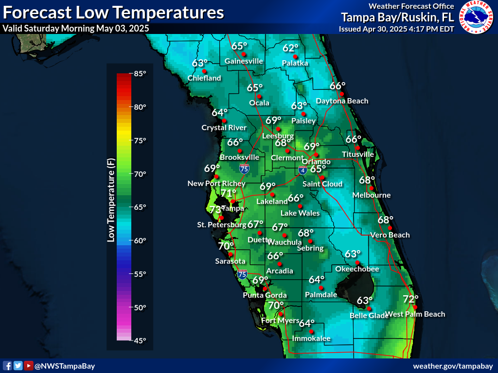 Expected Low Temperature for Night 3