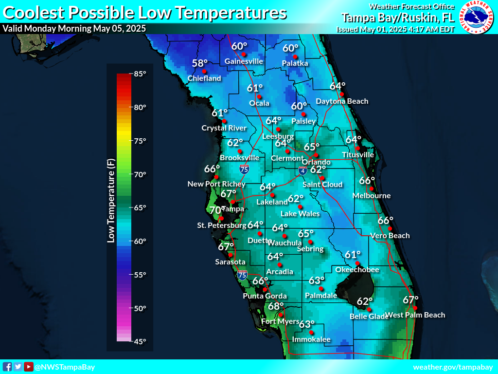 Coolest Possible Low Temperature for Night 4