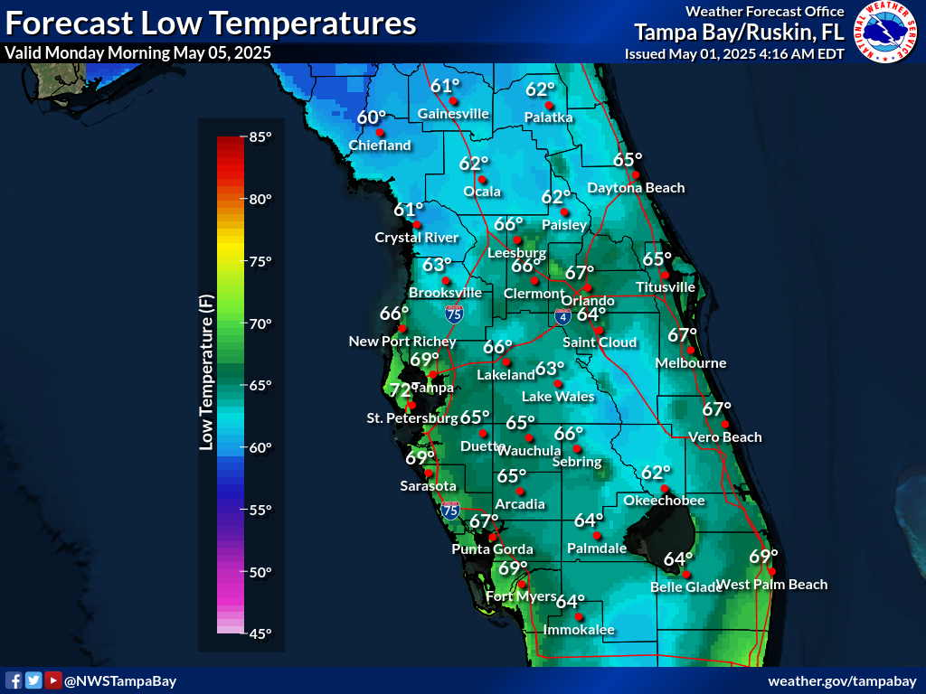 Expected Low Temperature for Night 4