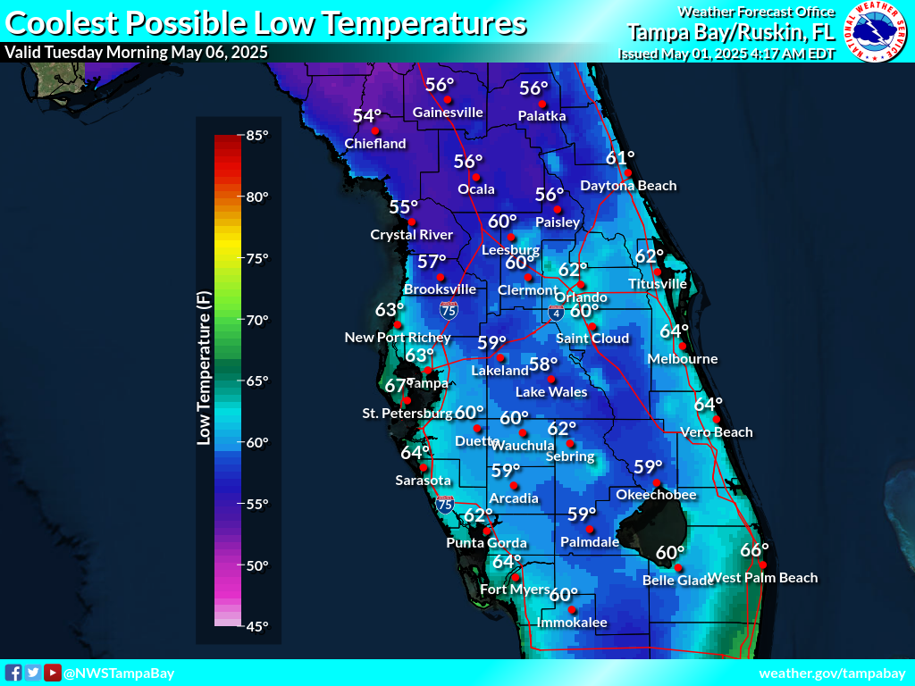 Coolest Possible Low Temperature for Night 5