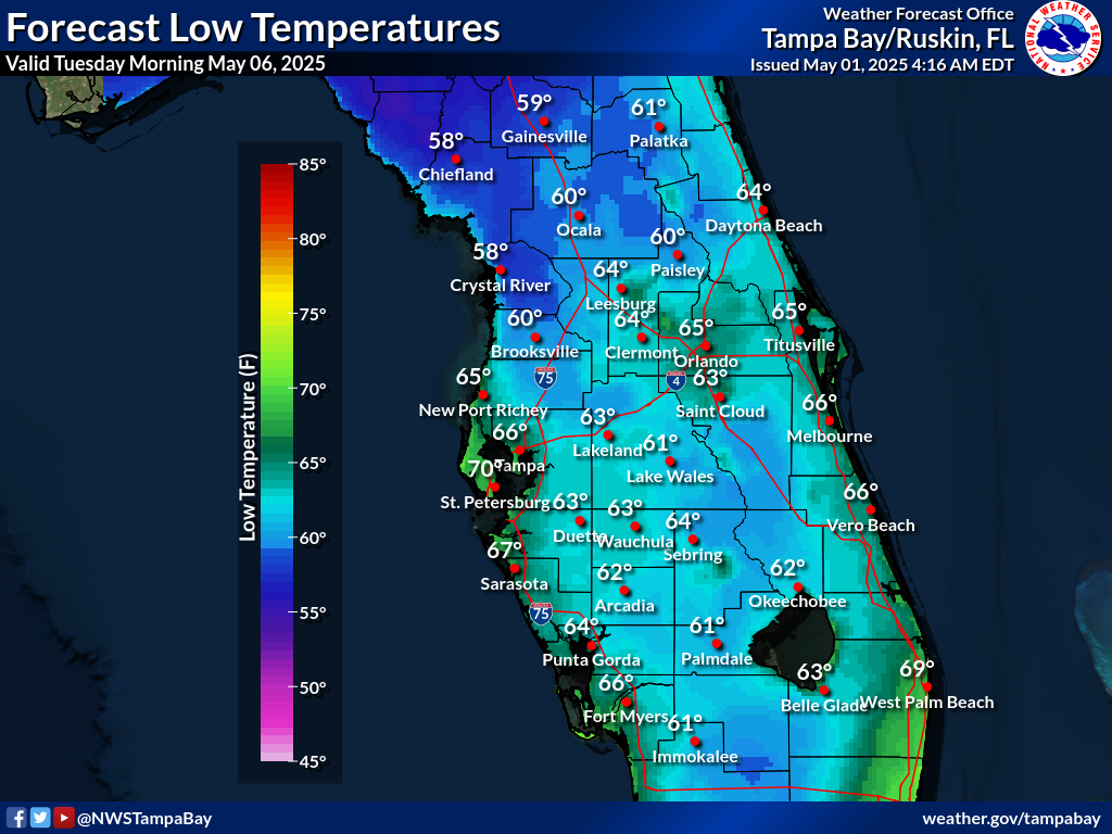 Expected Low Temperature for Night 5