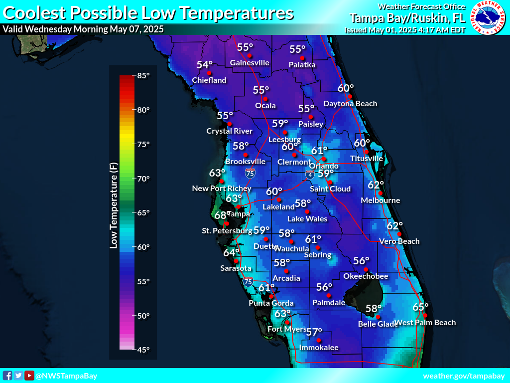 Coolest Possible Low Temperature for Night 6