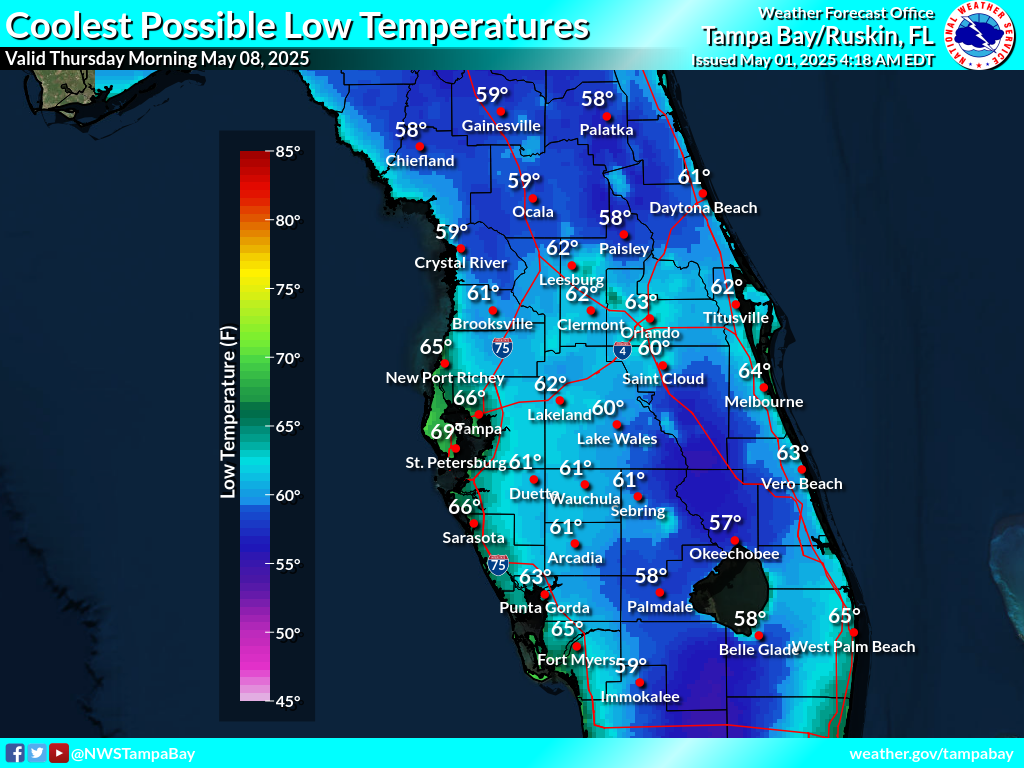 Coolest Possible Low Temperature for Night 7