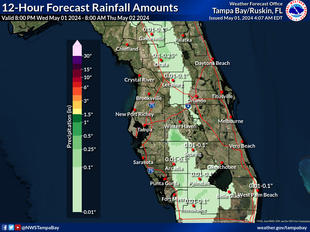 Expected Rainfall for Night 1