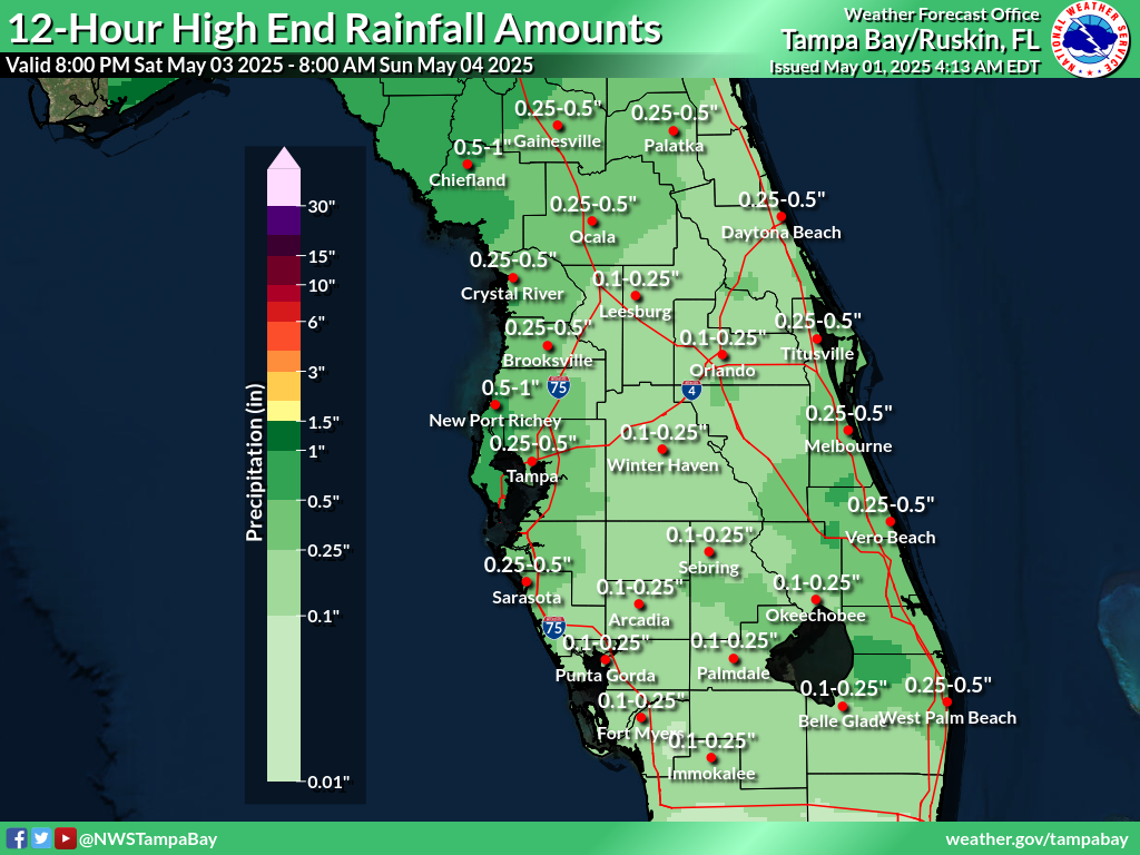 Greatest Possible Rainfall for Night 3