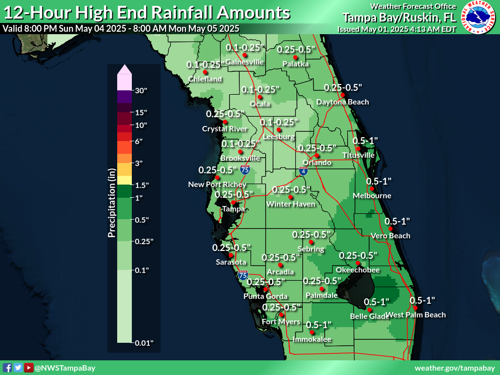 Greatest Possible Rainfall for Night 4