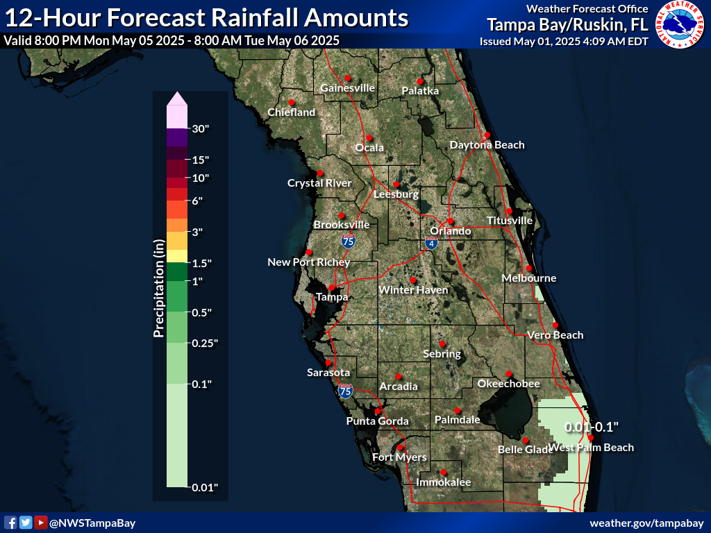 Expected Rainfall for Night 5