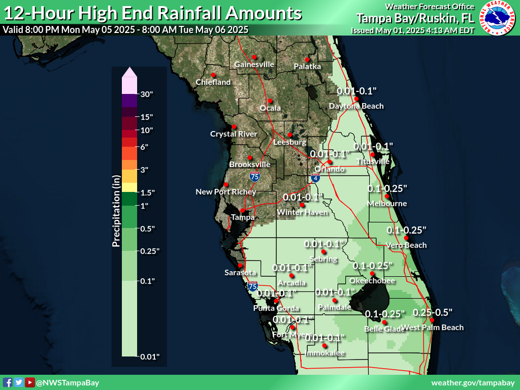 Greatest Possible Rainfall for Night 5