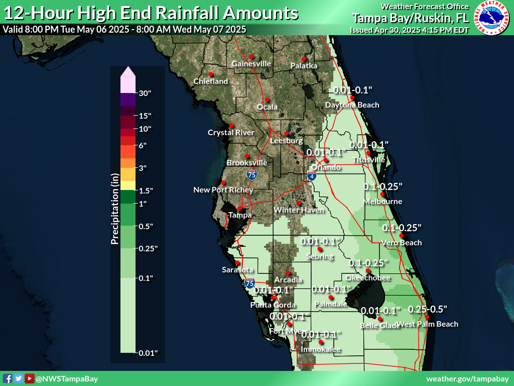 Greatest Possible Rainfall for Night 7