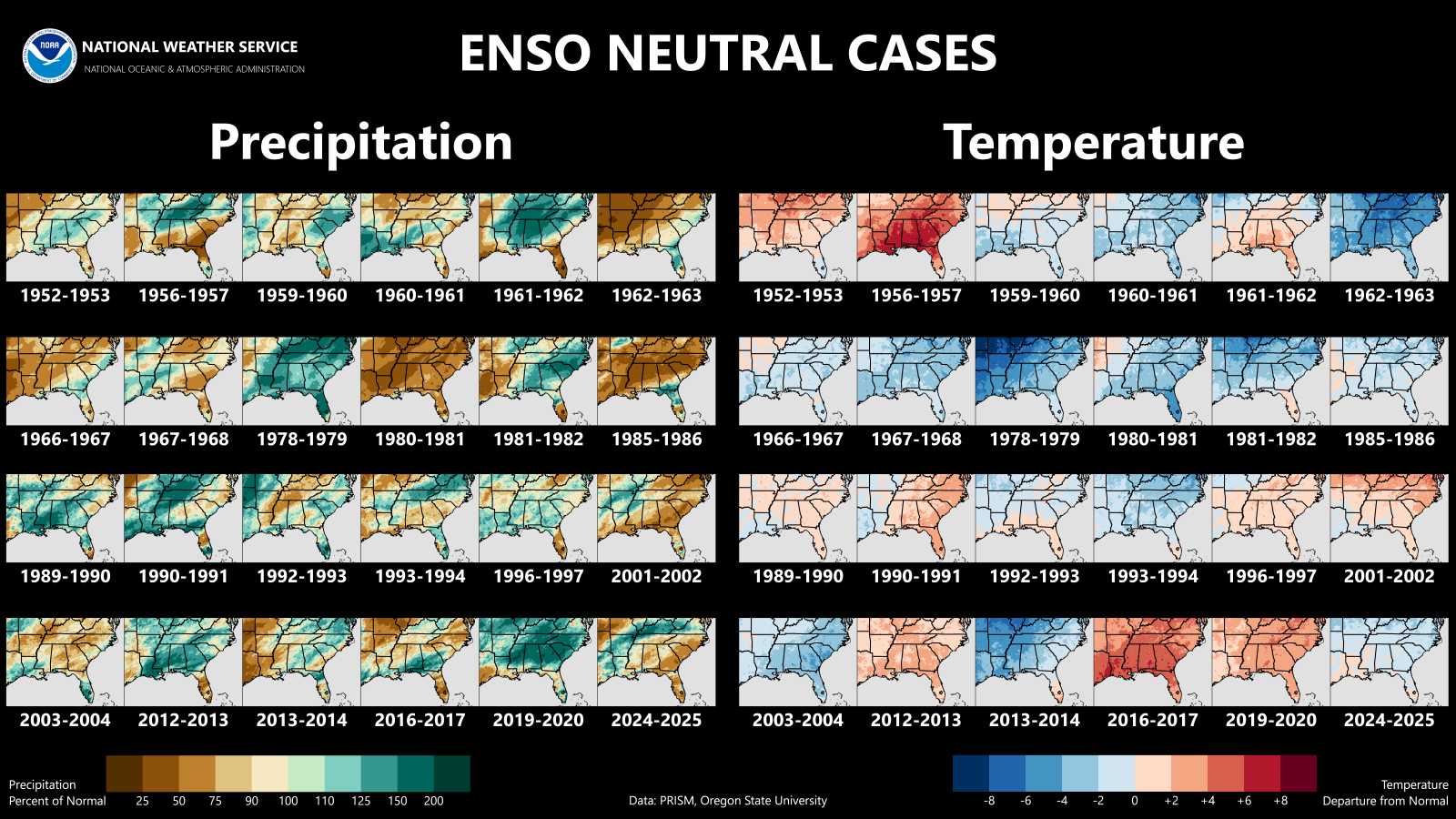 Winter (Dec-Feb) Precipitation and Temperature during ENSO Neutral since 1950
