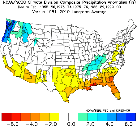 La Niña Composite Precipitation Anomaly Graphic