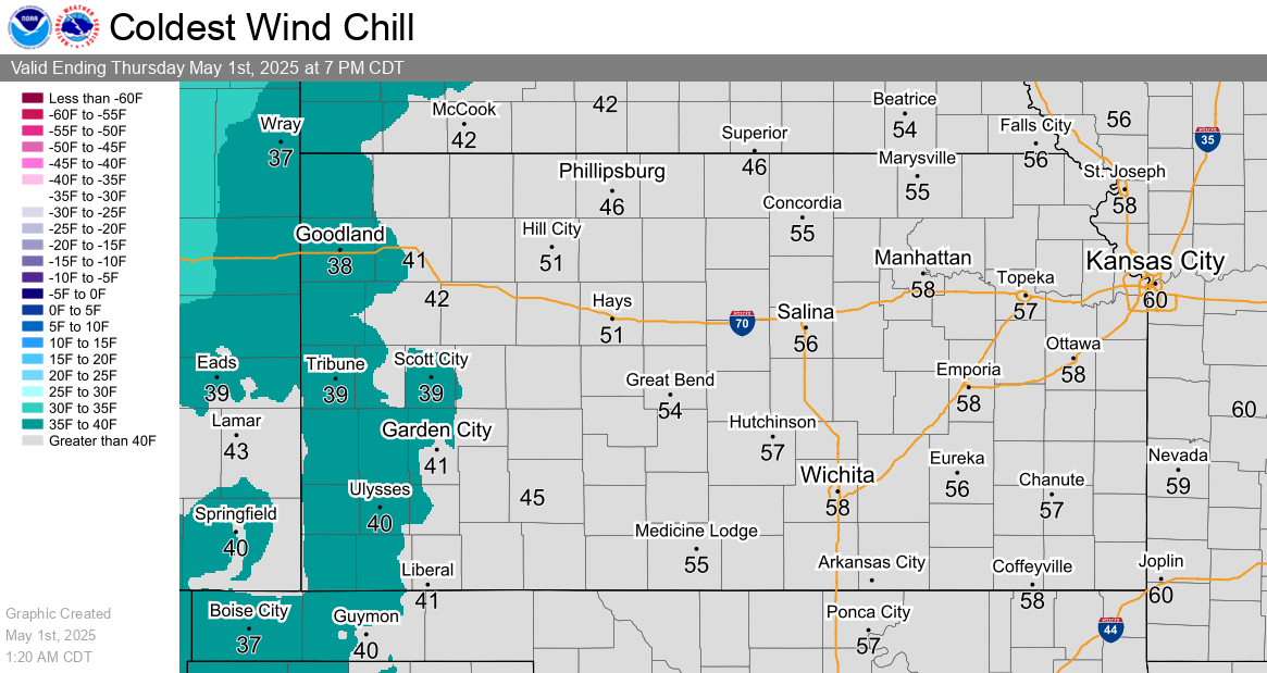 Tomorrow's Coldest Wind Chills