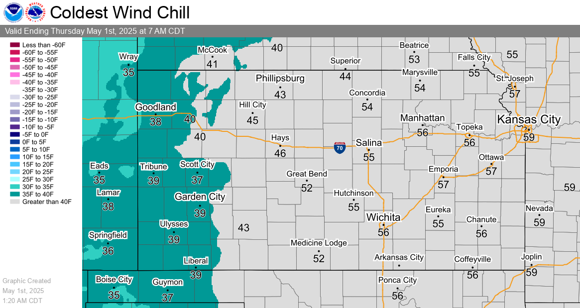 Tonight's Coldest Wind Chills