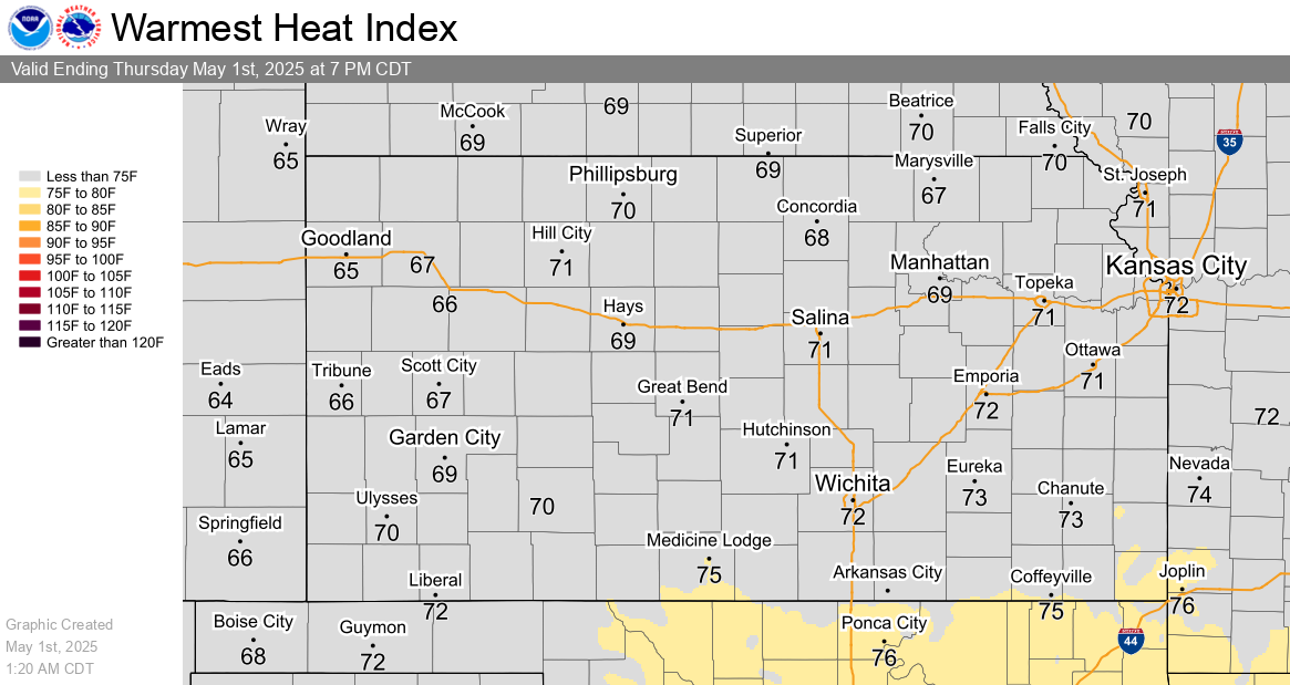 Tomorrow's Warmest Heat Index