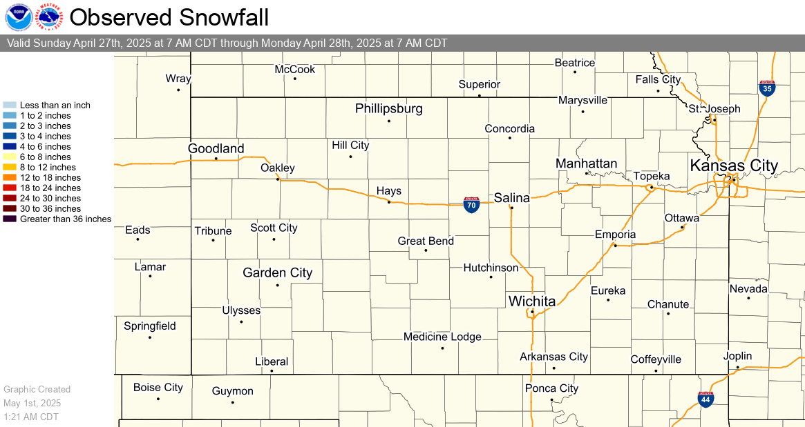 Yesterday's Accumulated Snowfall