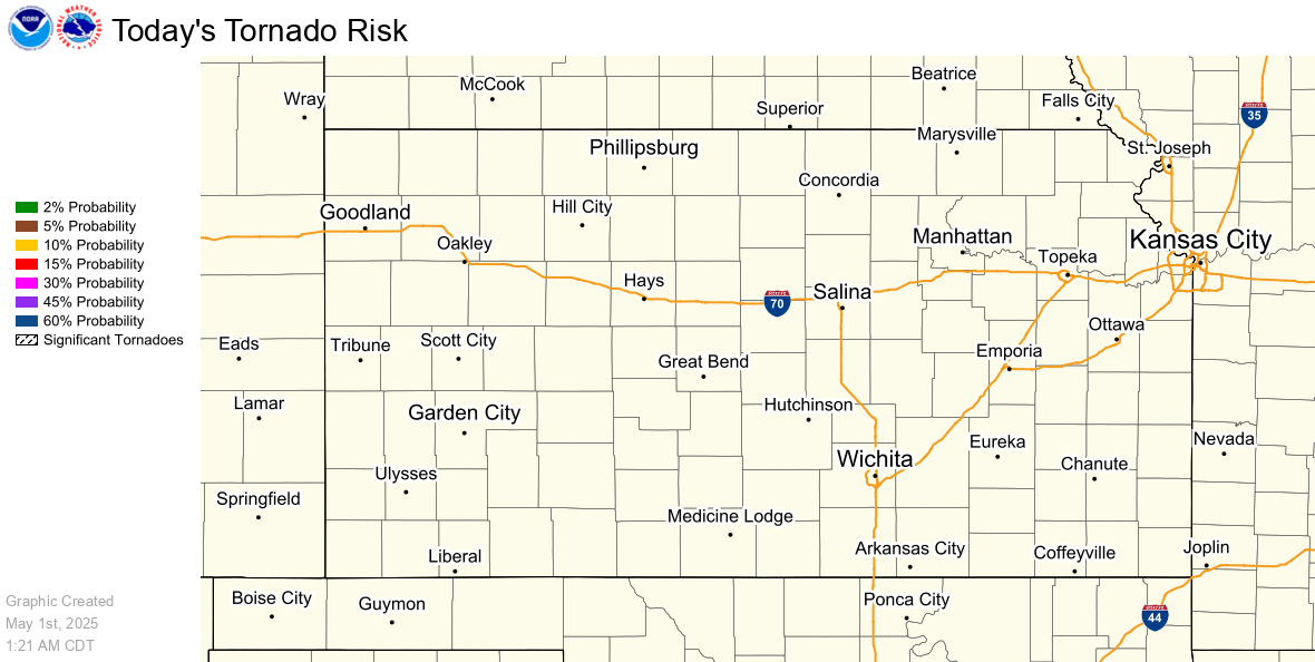 SPC Day 1 Tornado Outlook