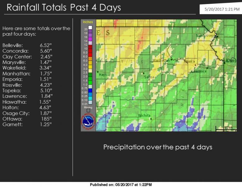 Rainfall Totals Map, ending May 21st, 2017