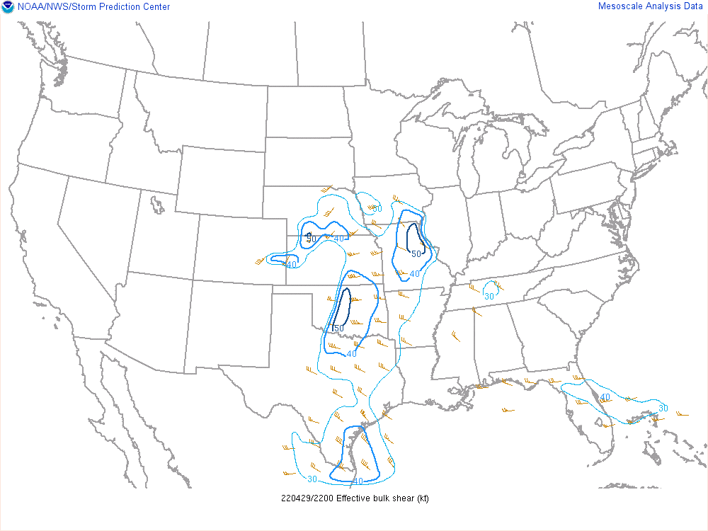 Effective Bulk Shear valid at 5pm.