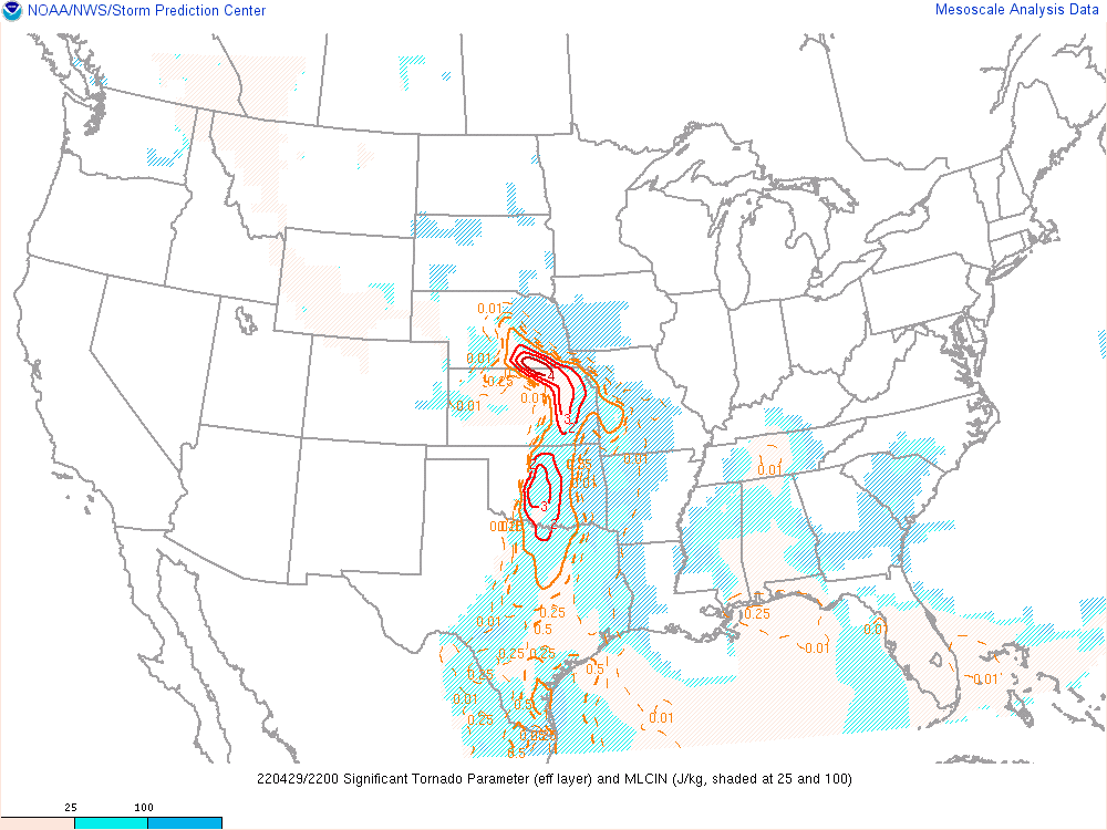 Significant Tornado Parameter valid at 5pm.