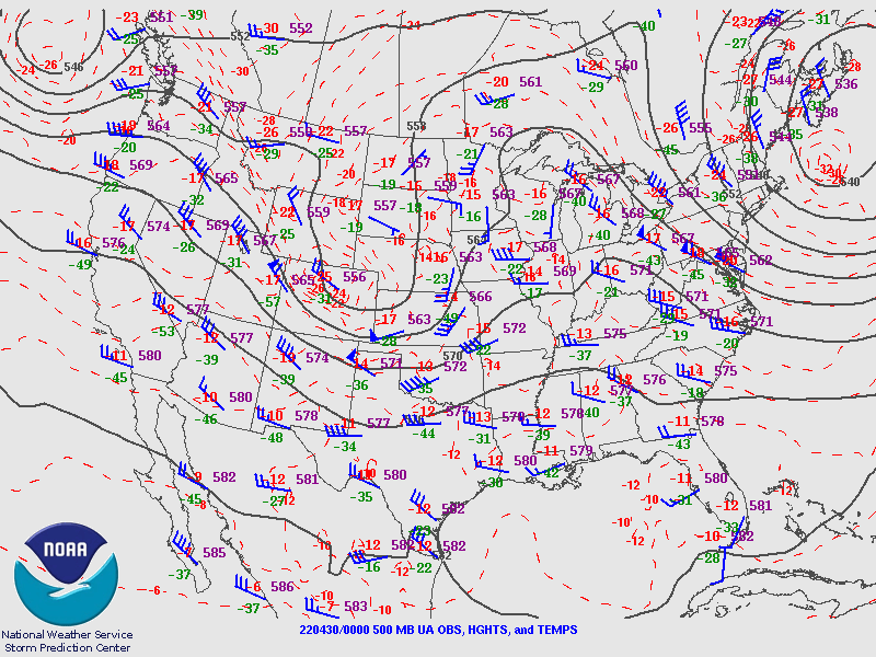 500 mb pattern valid at 7pm.	