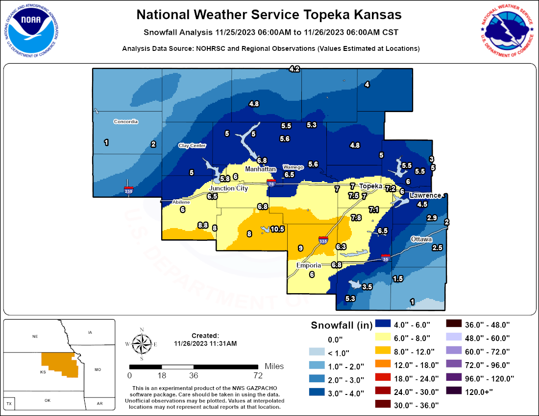 Event Total Snowfall Map