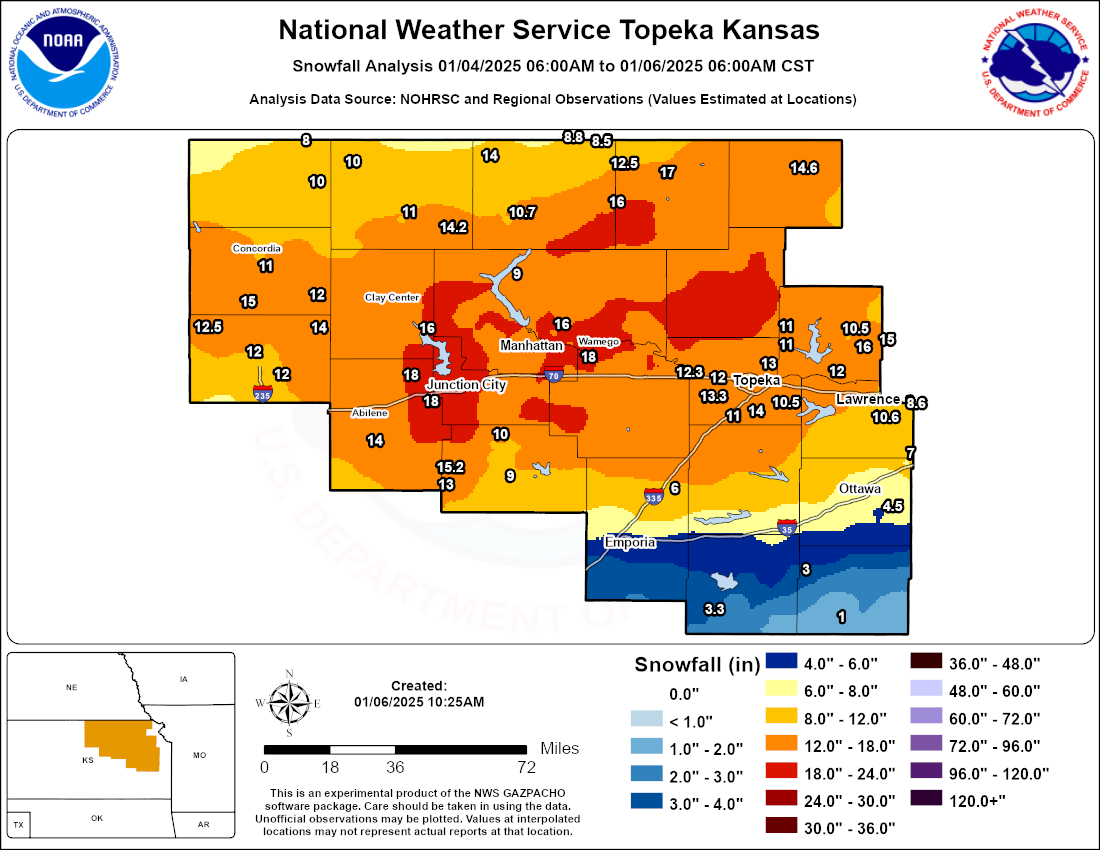 Event Total Snowfall Map