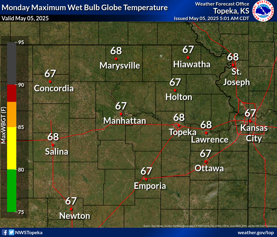 Maximum Wet Bulb Globe Temperature Today